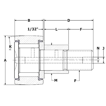 Carter Bearings 1.125", Needle Cam Follower, Crown, Eccentric, Sealed CCNBE-36-S